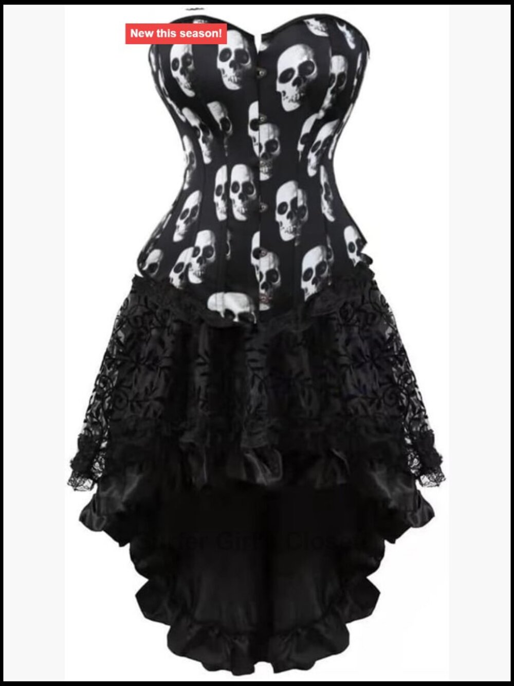 Women's Satin Steampunk Corset Top with Skirt Halloween Costume Bustier